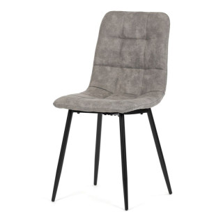 Jedálenská minimalistická stolička v industriálnom štýle, sivá vintage látka