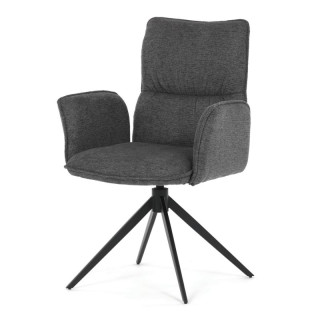 Elegantná jedálenská stolička sivá látka, 360 ° vratný mechanizmus