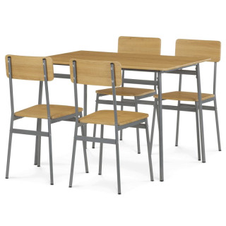 Jedálenský set 1+4, MDF dekor divoký dub, kovová podnož