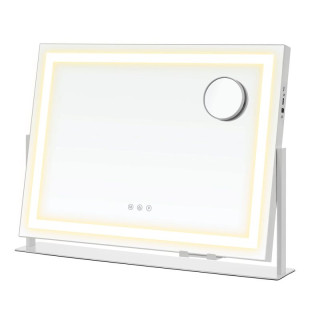 Kozmetické zrkadlo, LED osvetlenie, biele, 62,5 × 45,8 cm
