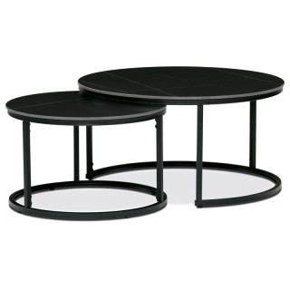 Sada 2 konferenčných stolíkov s priemerom 80cm a 60cm, čierna keramická doska