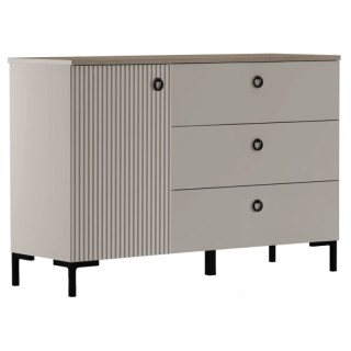 Komoda 1D3S, sivohnedá Taupe, dub silverjack, kombinovaná