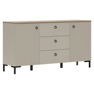 Komoda 2D3S, sivohnedá Taupe, dub silverjack, kombinovaná