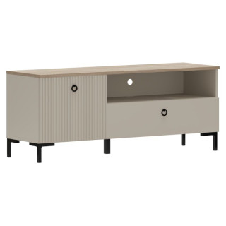 Dizajnový TV stolík 1K1S, sivohnedá Taupe, dub silverjack