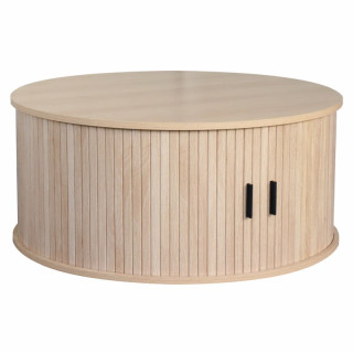 Okrúhly konferenčný stolík, dub, 80 cm, s úložným priestorom