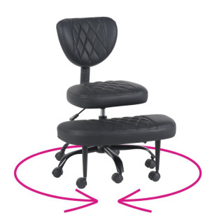 Ergonomická kľakačka, čierna ekokoža, čierny kov