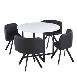 Moderný jedálenský set 1+4 vo farbách biela a čierna
