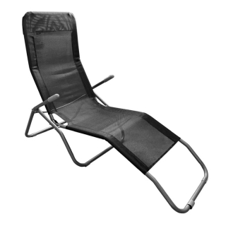 Jednoduché záhradné ležadlo s podrúčkami, čierne