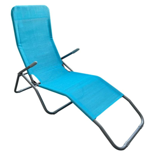 Jednoduché záhradné ležadlo s podrúčkami, modré