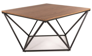 Atraktívny dizajnový konferenčný stolík 80x80, čierna-orech