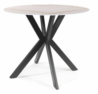 Okrúhly jedálenský stôl 90, čierna-biely efekt mramoru