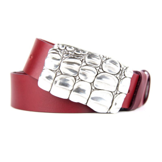 Kožený opasok ARMOR, šírka 4cm - Bordová