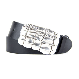 Kožený opasok ARMOR, šírka 4cm - Čierna