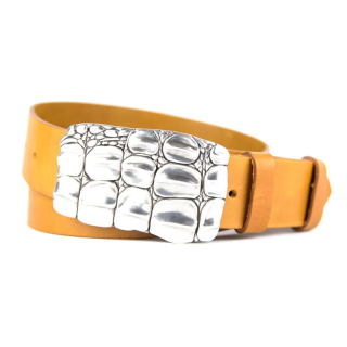 Kožený opasok ARMOR, šírka 4cm - Koňaková