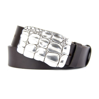 Kožený opasok ARMOR, šírka 4cm - Tmavo hnedá