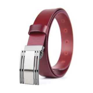 Kožený opasok PLAQUE, šírka 3.3cm - Bordová
