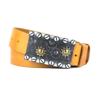 Kožený opasok RATCH, šírka 4cm - Koňaková