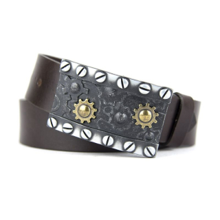 Kožený opasok RATCH, šírka 4cm - Tmavo hnedá