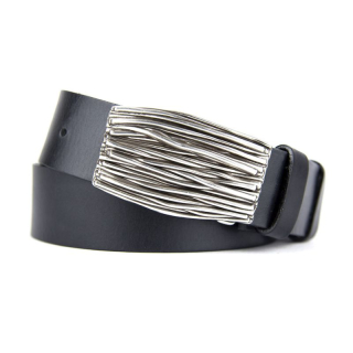 Kožený opasok STEM, šírka 4cm - Čierna