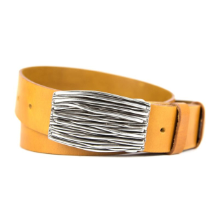 Kožený opasok STEM, šírka 4cm - Koňaková