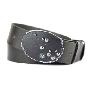 Kožený opasok STONES, šírka 4cm - Olivová