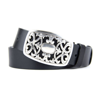 Kožený opasok YARD, šírka 4cm - Čierna