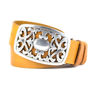 Kožený opasok YARD, šírka 4cm - Koňaková