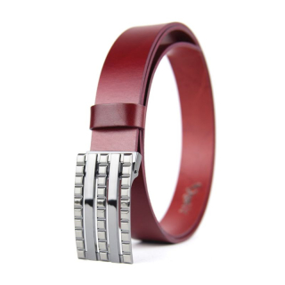 Kožený opasok BLOCKS, šírka 3.3cm - Bordová