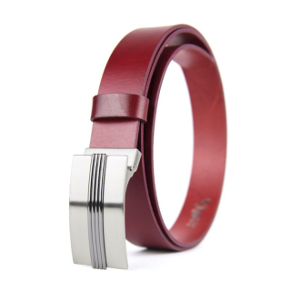 Kožený opasok BOX, šírka 3.3cm - Bordová