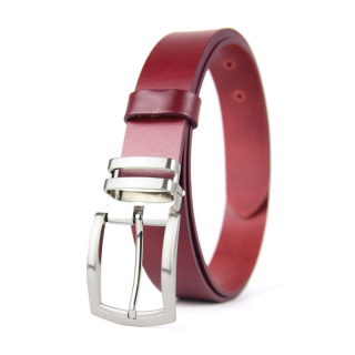 Kožený opasok DUAL, šírka 3.3cm - Bordová