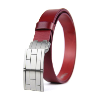 Kožený opasok WALL, šírka 3.3cm - Bordová