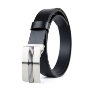 Kožený opasok BOX, šírka 3.3cm - Čierna