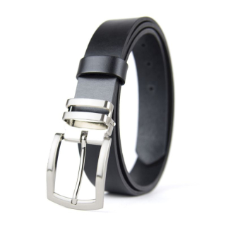 Kožený opasok DUAL, šírka 3.3cm - Čierna