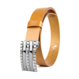 Kožený opasok BLOCKS, šírka 3.3cm - Koňaková