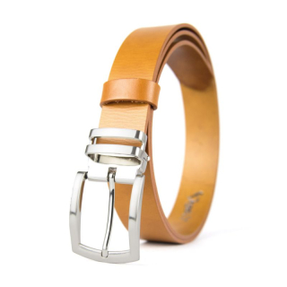 Kožený opasok DUAL, šírka 3.3cm - Koňaková