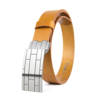 Kožený opasok WALL, šírka 3.3cm - Koňaková