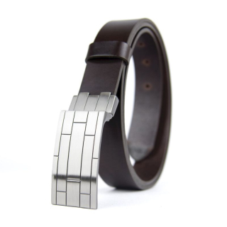 Kožený opasok WALL, šírka 3.3cm - Tmavo hnedá