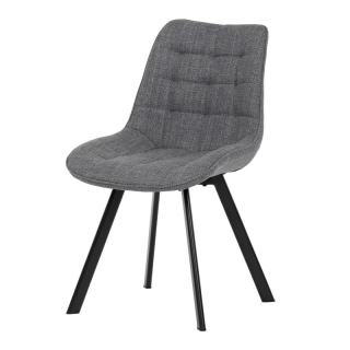 Stolička do jedálne, sivá látka, nohy čierny kov