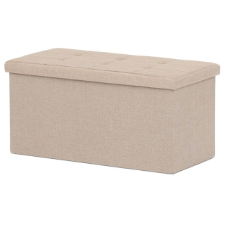 Taburetka s úložným priestorom, látka krémová