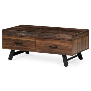 Konferenčný stôl 120x60 cm, MDF doska s dekórom starej drevenej dosky so zásuvkami