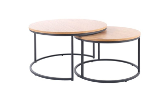 Set konferenčných stolíkov, dub-čierny mat