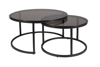 Set konferenčných stolíkov, čierny mat-dymové sklo