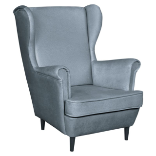 Komfortné kreslo ušiak, sivá-wenge