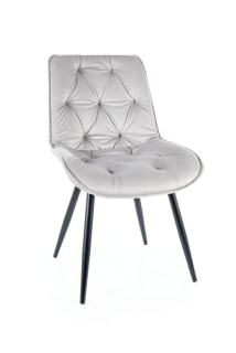 Štýlová jedálenská stolička, čierny mat-svetlo sivá bluvel 03