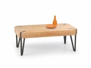 Moderný a luxusný konferenčný stolík, čierna-dub zlatý