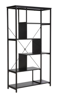 Policový kovový regál B, čierny mat-čierny