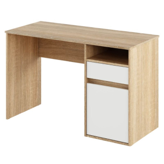 Štýlový PC stôl, dub sonoma-biela