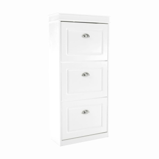 Botník s výklopnými šuplíkmi, 3-radový, biela