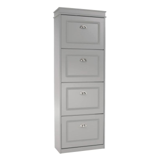 Botník s výklopnými šuplíkmi, 4-radový, sivá