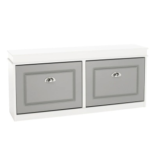Botník s dvomi výklopnými šuplíkmi, biela-sivá